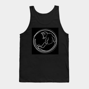 Sleeping Cat Line Drawing Tank Top